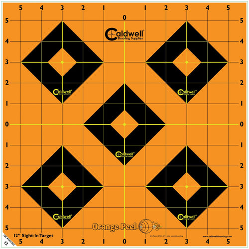 Caldwell 244561 Orange Peel Sight-In Self-Adhesive Paper 12 5-Diamond Orange Target Paper w/Black Target 5 Per Pack